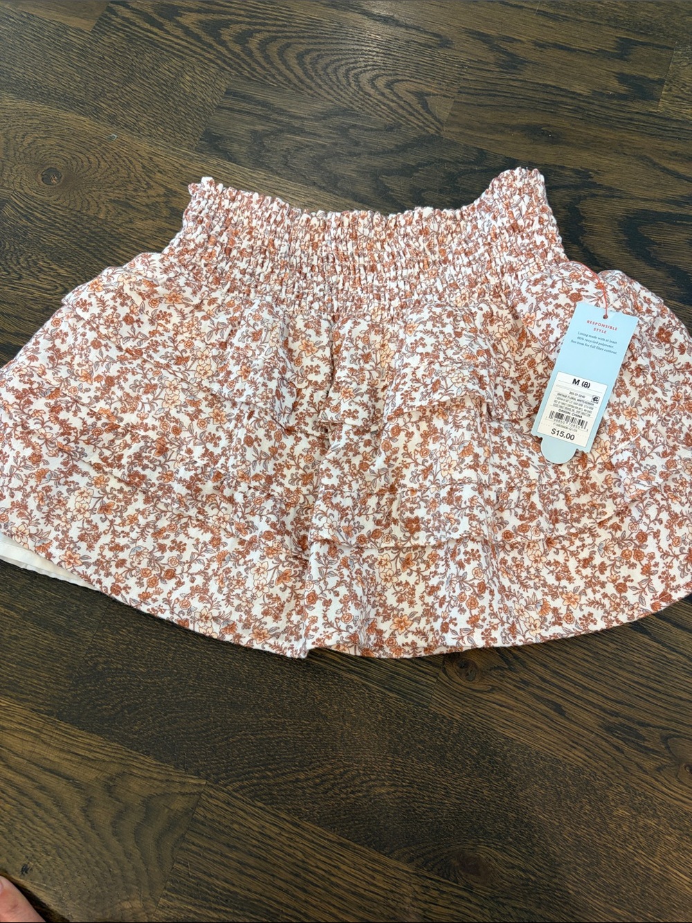 Cat & Jack Rust Floral Smocked Mini Skirt